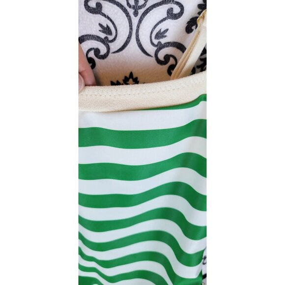 SAME Los Angeles Swim Womens One Piece ColorBlock Stripped Green XSmall - Picture 4 of 7
